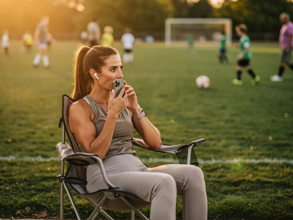 At soccer practice, talking to Maya